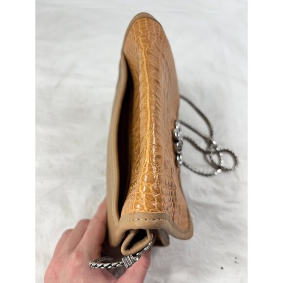 Brighton Tan Leather Croc embossed Shoulder Bag - Picture 7 of 11
